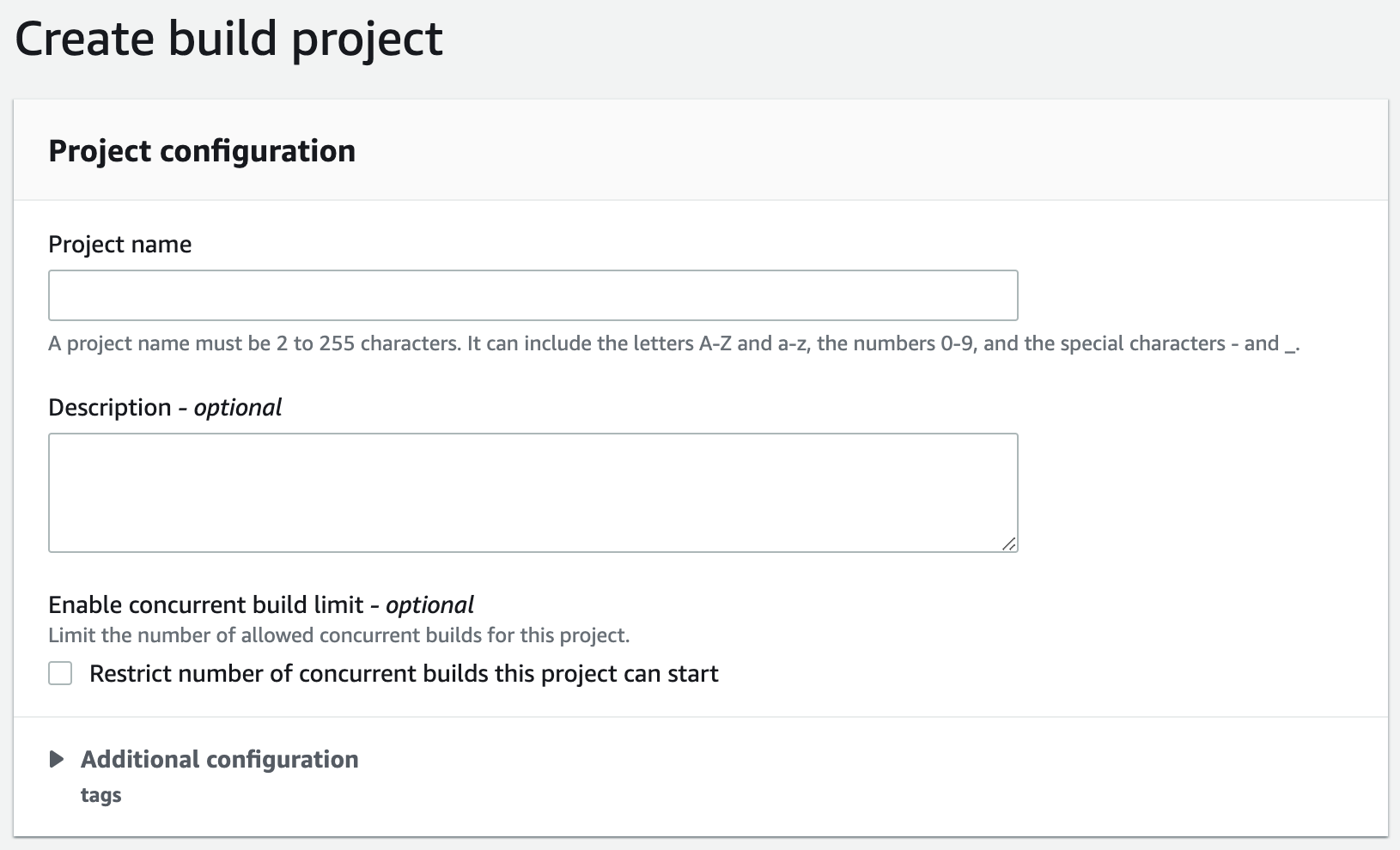 Create project wizard