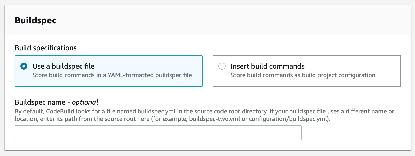 Build-spec configuration